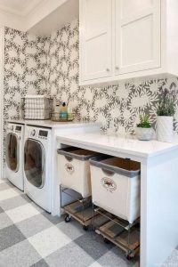 Grey And White Laundry Room